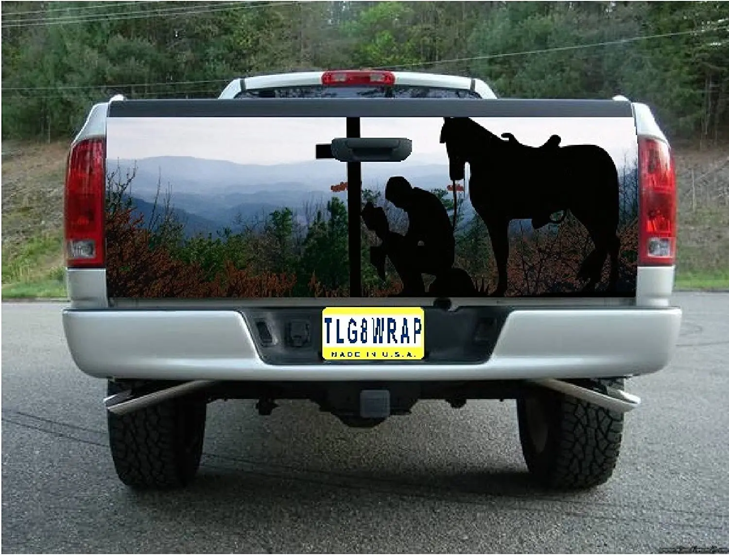 

Tailgate Wrap T99 Horse Cowboy Praying Vinyl Graphic Decal Sticker F150 F250 F350 Ram Silverado Sierra Tundra Ranger Frontier Ti