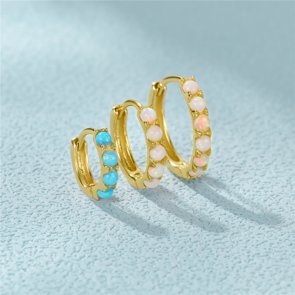 AIDE 1 шт. 6/810 мм стерлингового серебра 925 пробы синий опал круг пряжки для ушей