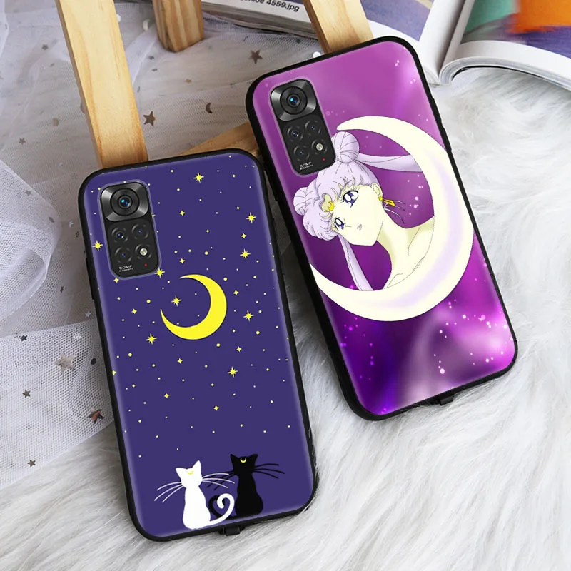 Черный чехол для Samsung S10 S20 FE Ultra S21 S22 S23 S24 S25 S7 Edge S9 Plus ZR14 Moon Sailor Girl