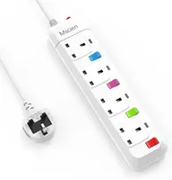 Mscien Extension Lead with Individually Switched, UK Plug Socket Power Strip with Neon Indicator, Surge Protected Overload Prote