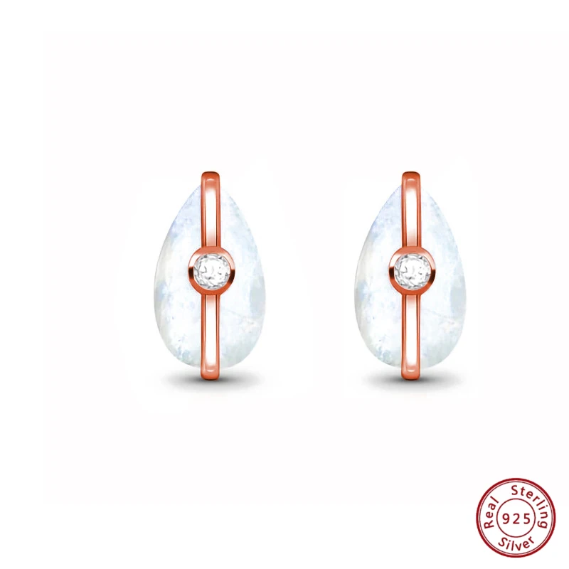 

Женские серьги-гвоздики из серебра 925 пробы, с лунным камнем и каплями воды