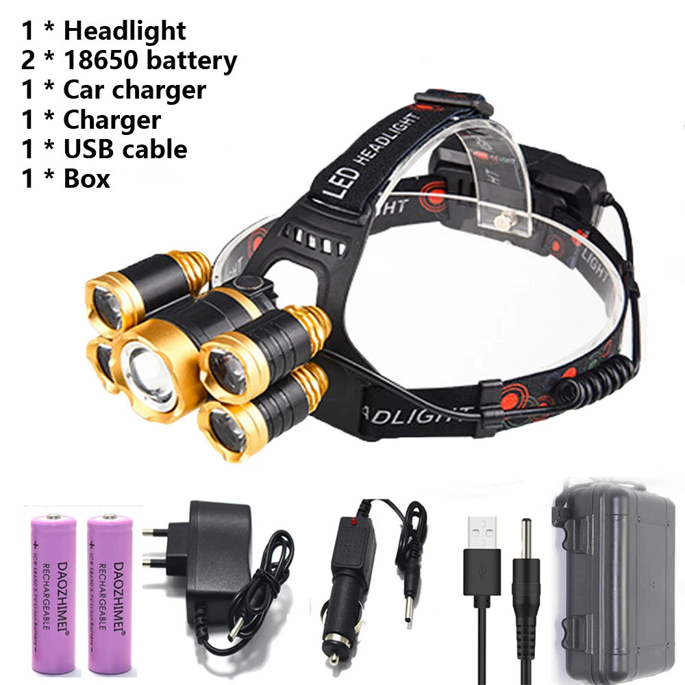 

DAOZHIMEI налобный фонарь T6+4*Q5 4 режима