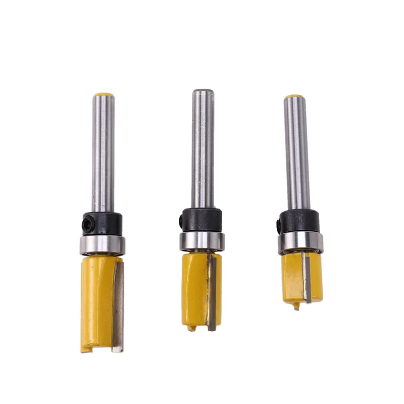 

Fashion3Pcs 1/4 Inch Flush Trim Router Bit Pattern Bit Top & Bottom Bearing 1/2 inch Blade Template Edge Wood Trimmer Cutter Car
