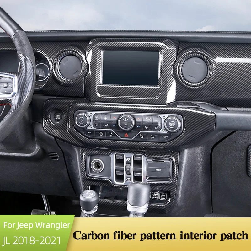 

Carbon Fiber Pattern Interior Patch For Jeep Wrangler JL 2018-2021 ABS Center Console Wear-resistant Decorative Accessories