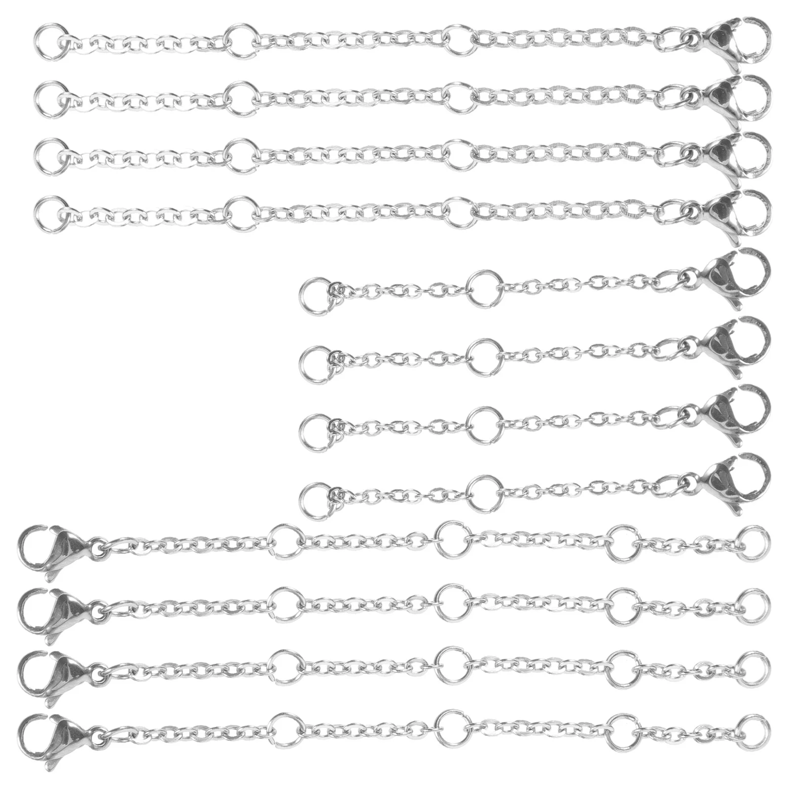 

30 Pcs Extension Chain Extenders Bracelet Silver Stainless Steel Necklaces Lobster Clasp Women Miss Choker Woman