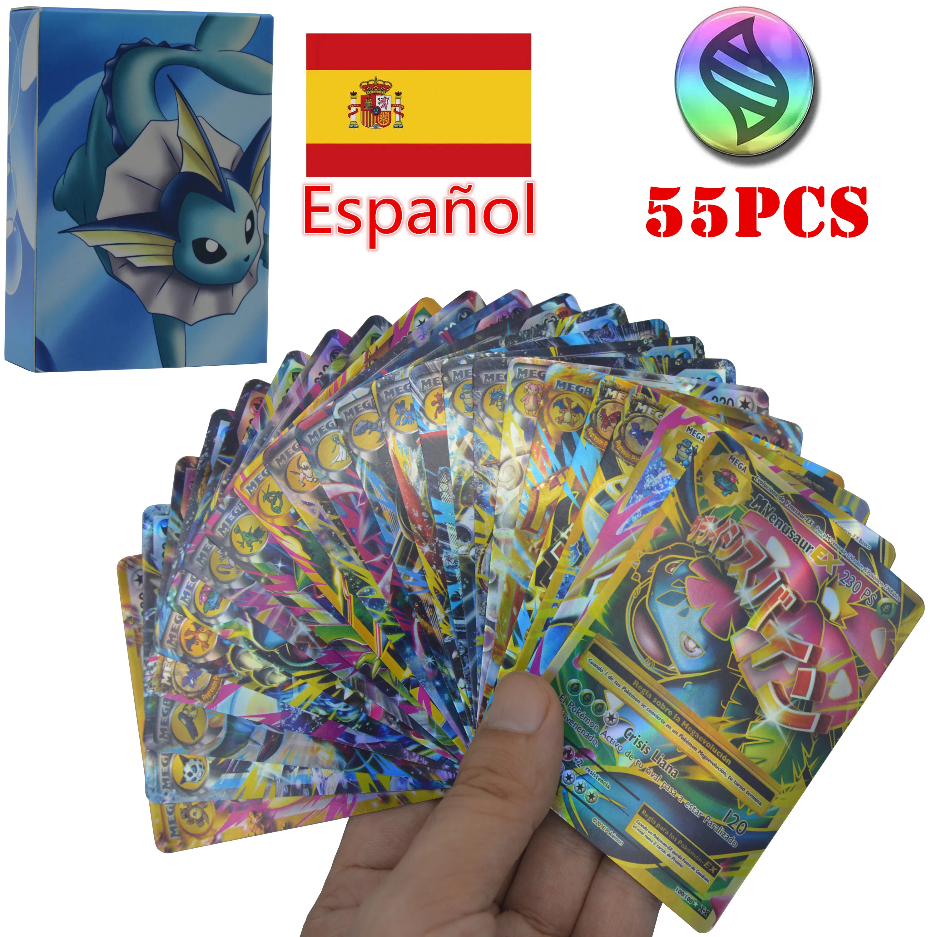 

Pokemon Spanish Cards 55PCS TAKARA TOMY Game EX MEGA español Trading Booster Box Shining Card Kids Collection Battle Toys Gifts