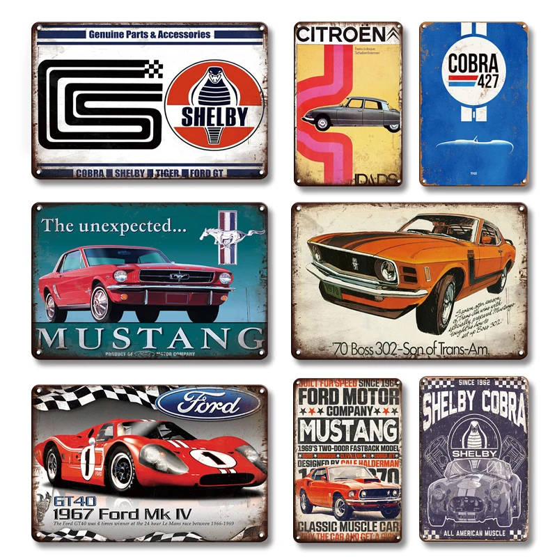 

Shelby Cobra 427 Metal Tin Poster Sign Vintage Car Sign Garage Man Cave Decoration Nostalgic Tin Sign Art Wall Sticker Plaques 1