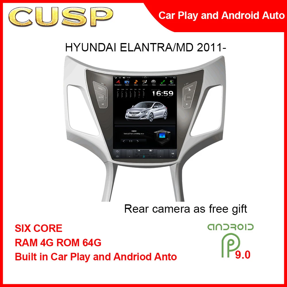 

Tesla Style Vertical Screen Tracker GPS Car 10.4inch 4G+64G For HYUNDAI ELANTRA 2011- Middle level Car Radio Antenna Car Stereo