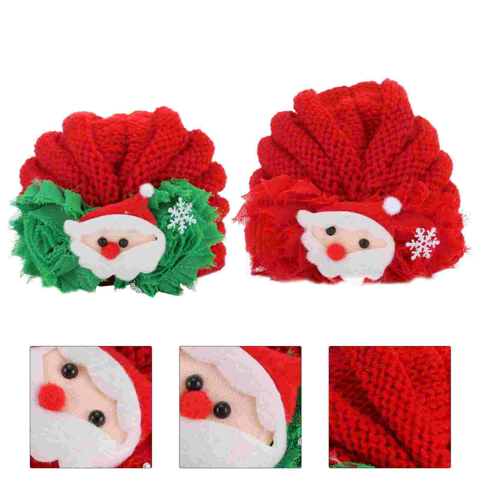 

2pcs Woolen Hats Christmas Santa Patterned Hats Knitted Hats for