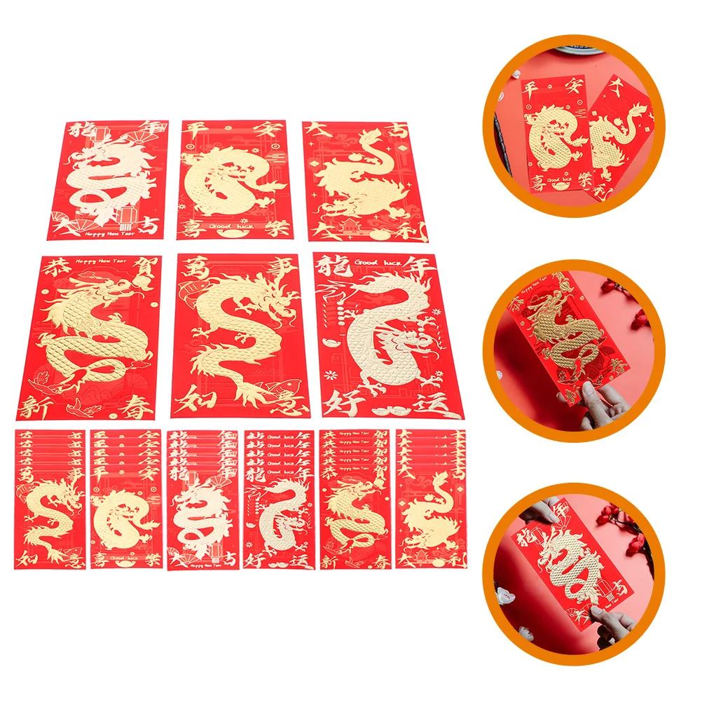 

36 шт., конверты для банкнот с красными карманами