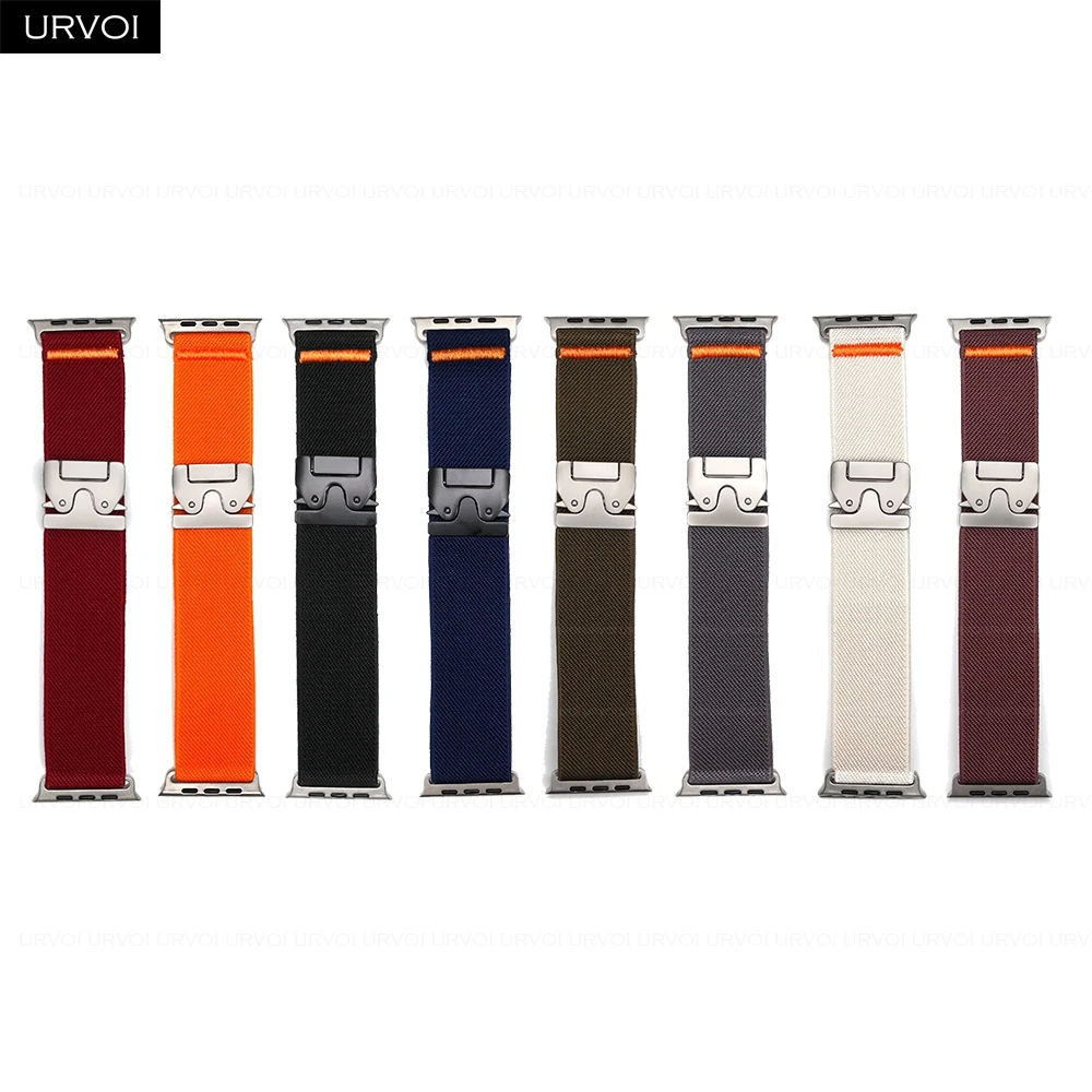 Фото Ремешок URVOI для Apple Watch Ultra 2 1 серии 10, 9, 8, 7, 6, 5, эластичный тканый нейлоновый ремешок с парашютной пряжкой, браслет для iWatch fashion №5