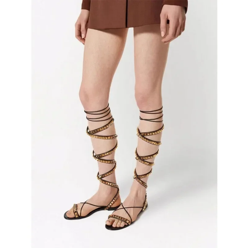 Сандалии женские на шнуровке