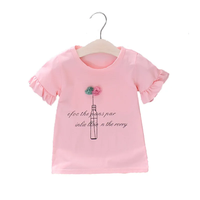 Summer Kids T-shirt Baby Girls Fashion Tops Children Short Sleeve Tees Clothes Kids Cotton Clothing Toddler Girls Shirt 2-8T toddler kid girls t shirt summer clothes children short sleeve candy color back bow tee shirts fashion baby girl cotton tees top