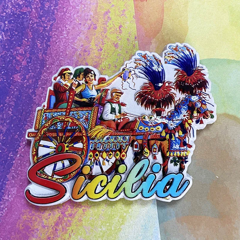 Сицилия итальянские туристические сувениры культура кареты 3D стерео наклейка на