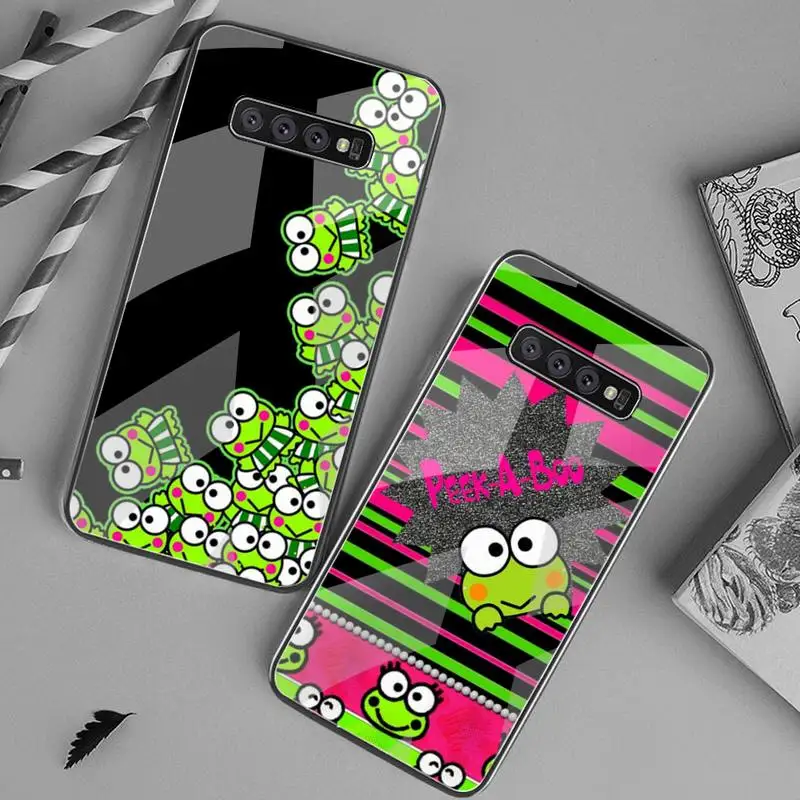 

Kawaii KEROKERO KEROPPI Phone Case Tempered Glass For Samsung S20 Ultra S7 S8 S9 S10 Note 8 9 10 Pro Plus Cover
