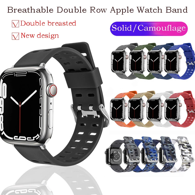 

Ремешок силиконовый для Apple Watch band 44 мм 40 мм 42/38 мм, резиновый браслет для iWatch 7 6, браслет для Apple watch Series 7 45 мм 41 мм