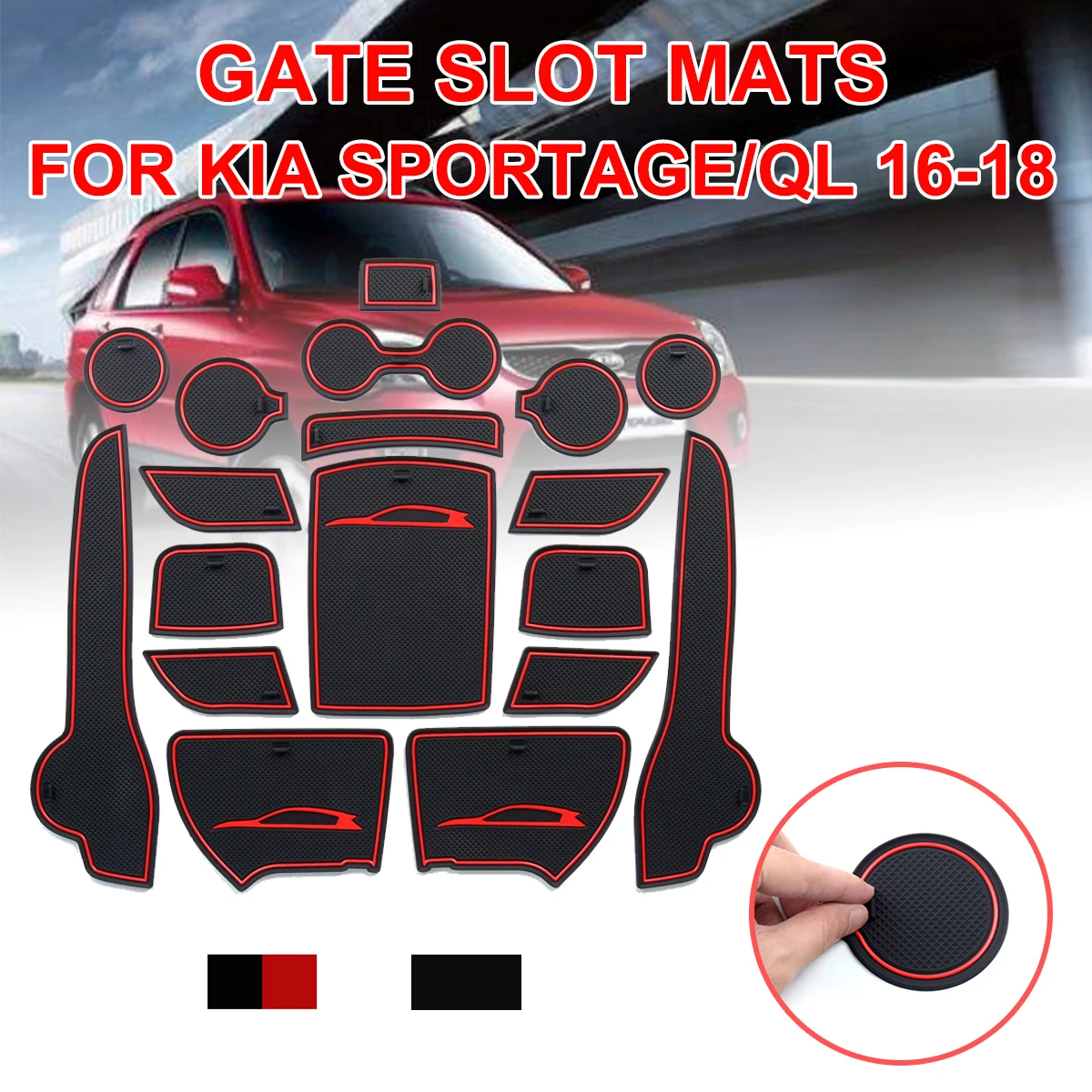 

Car Styling Anti-Slip Rubber Gate Slot Mat Cup Mats Accessories Stickers for KIA Sportage 2016 2017 2018 2019 QL 4th Gen MK4 KX5