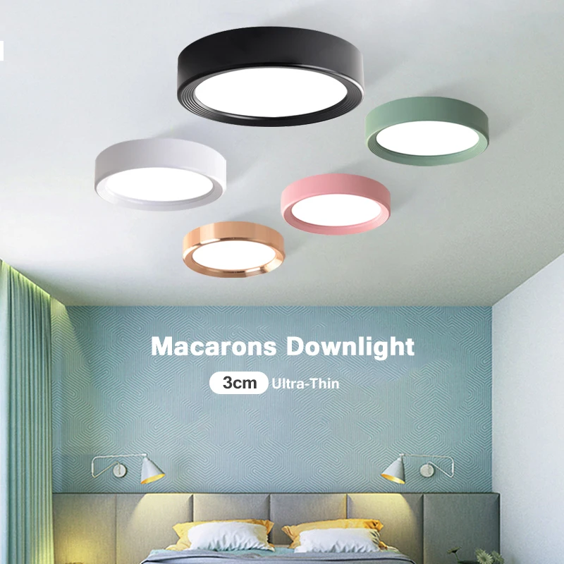  Ultra-thin  LED Ceiling Lights 220V Colorful Round LED Spot Lamps 5W for Living Room Bedroom Kitchen Home Decoration 