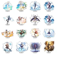 15cm anime genshin impact action figure cosplay acrylic stands game character zhongli klee barbara model plate decor fans gift