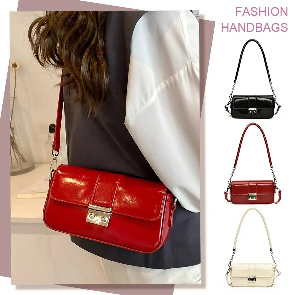 Женская блестящая сумка на плечо из искусственной кожи простая для подмышек