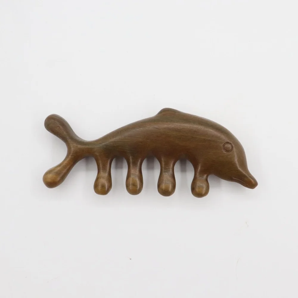 

Массажная расческа из сандалового дерева, расческа для глаз с красным сандаловым деревом, дельфином, акупунктурным прессом, меридианом, сандаловый