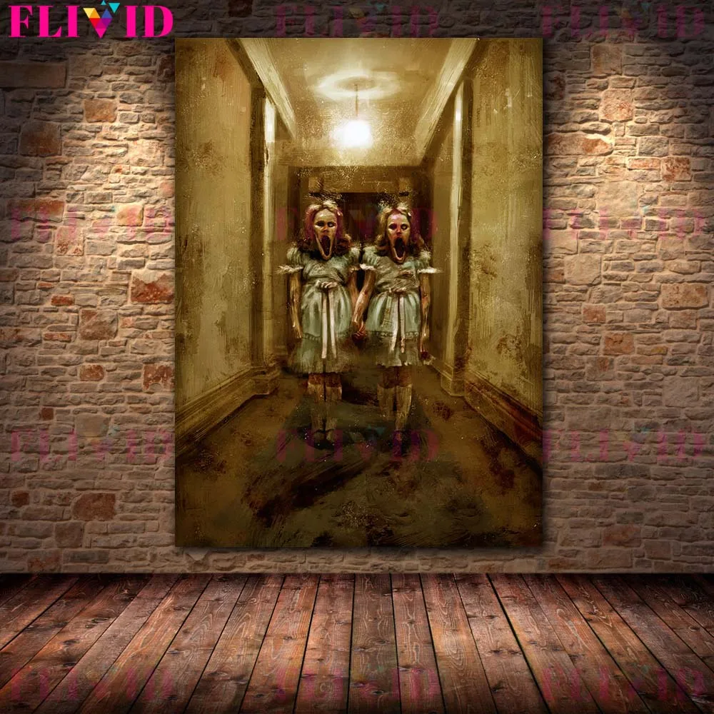 Винтажный настенный постер с двойными призраками и белыми призраками, Картина на холсте, пробуждение ужасного темного ведра, плакат, печать, украшение