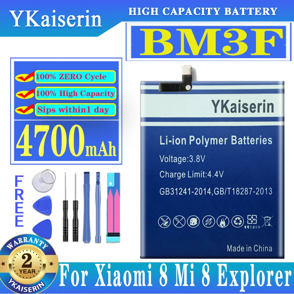 

YKaiserin High Capacity 4700mAh BM3F Battery For Xiaomi 8 Mi 8 Mi8 Explorer / Mi8 Pro Mi8Pro Phone Replacement Batteries Bateria