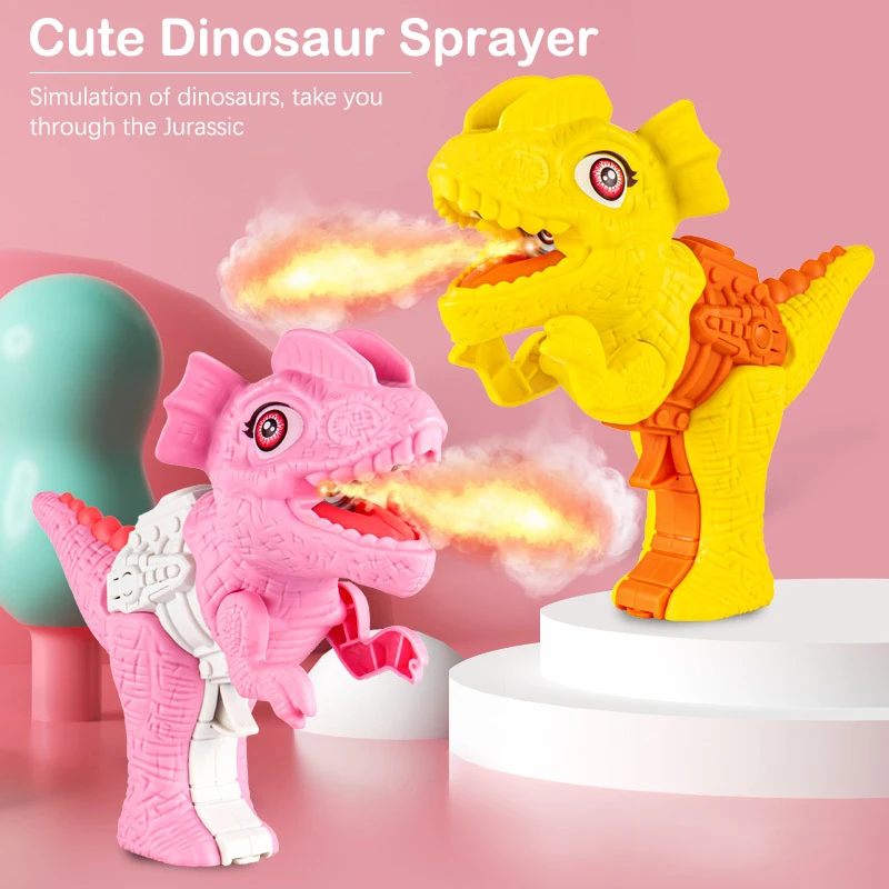 Dinosaur Sound Light Spray Gun For Kids Tyrannosaurus Rex Triceratops Summer Outdoor Gun Toy Indoor Disinfection Safe Sprayer