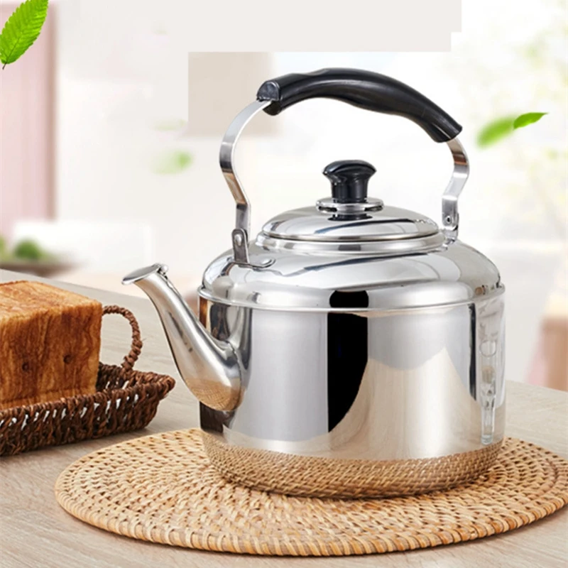 

Stainless Steel Kettle Whistling Tea Kettle Coffee Kitchen Stovetop Induction for for Home Kitchen Camping Picnic 4L