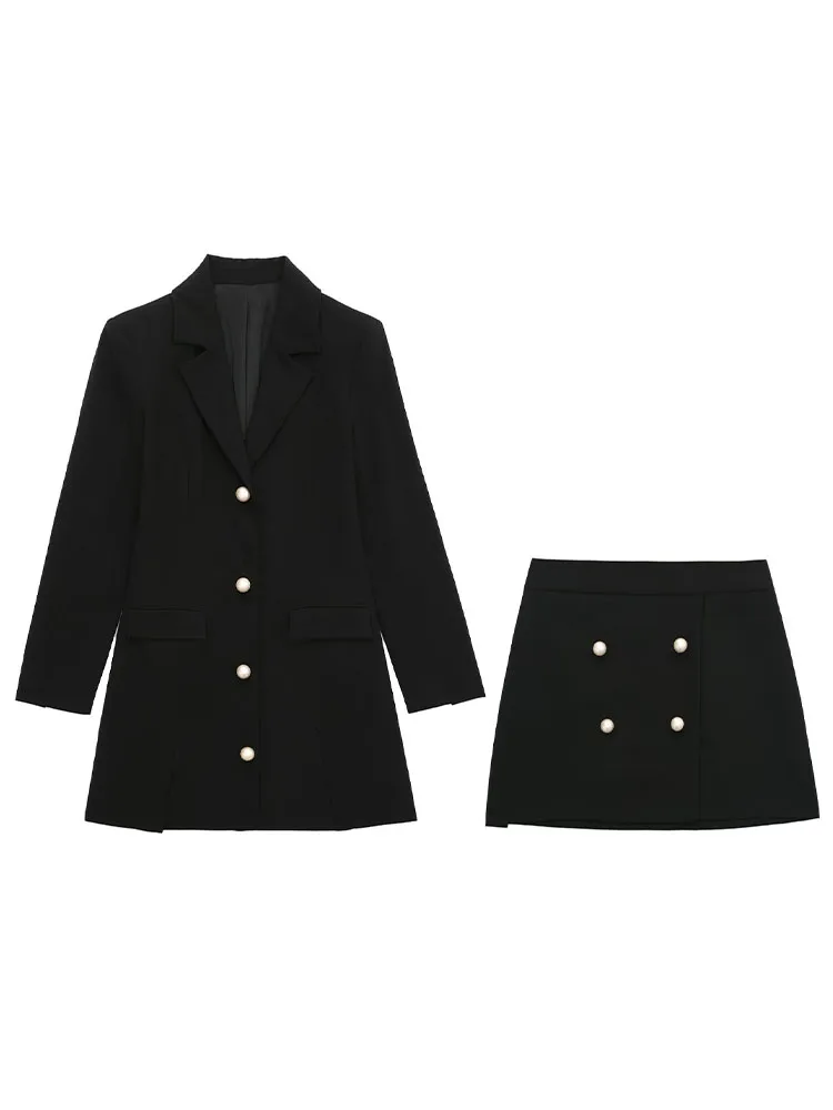 

Женское платье-блейзер с искусственным жемчугом, винтажное платье с длинным рукавом, осень 2022