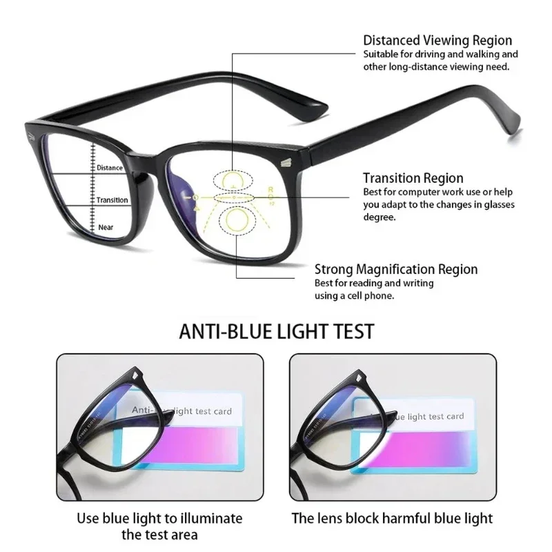 Intelligent Color Changing Near Far Sight Glasses High Definition Eye Protection Photochromic Goggle Uinsex Multifocal Eyeglass