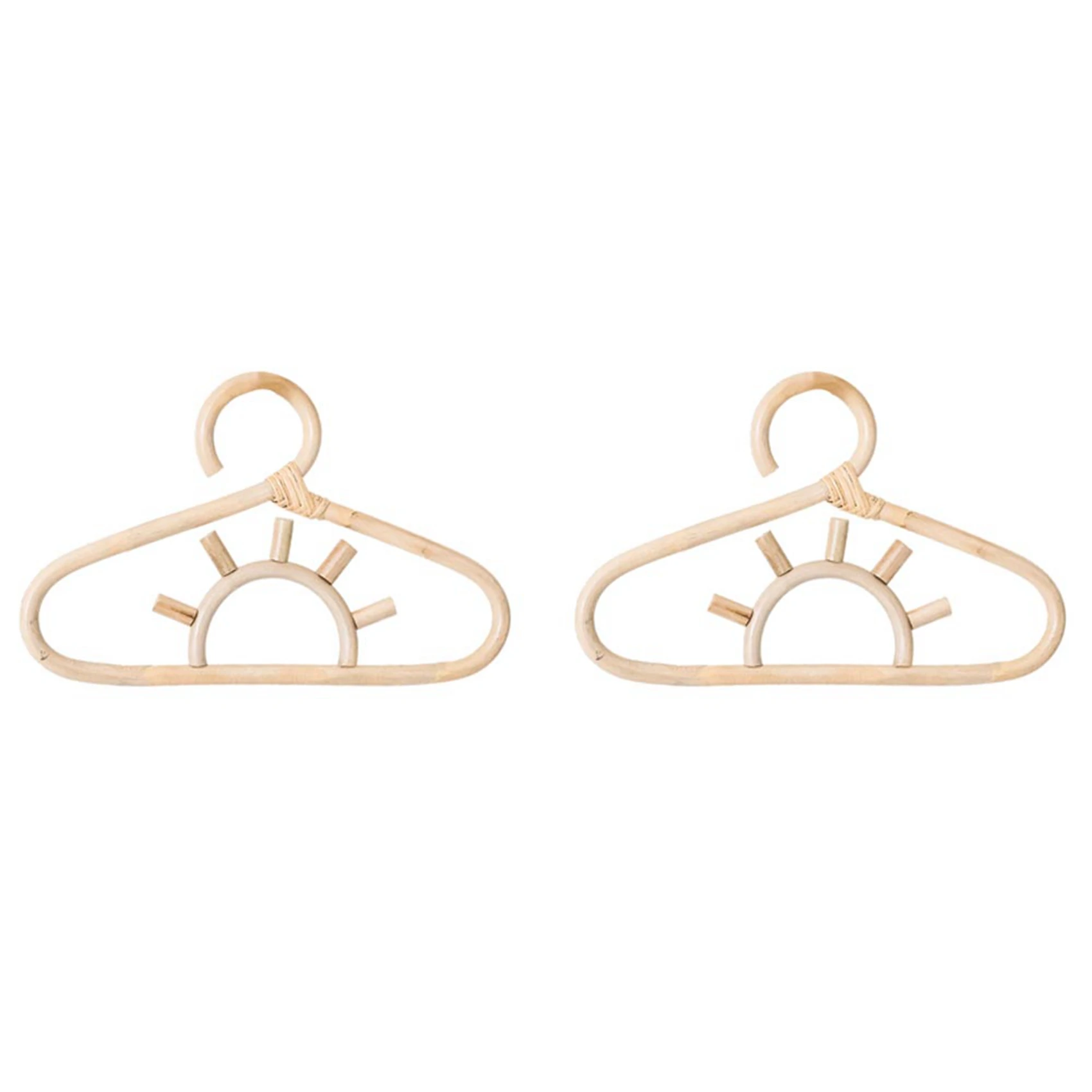 

2X Rattan Clothes Hanger Kids Garments Organizer Rack Children Hanger Kids Room Decoration Hanger for Clothes,Sun