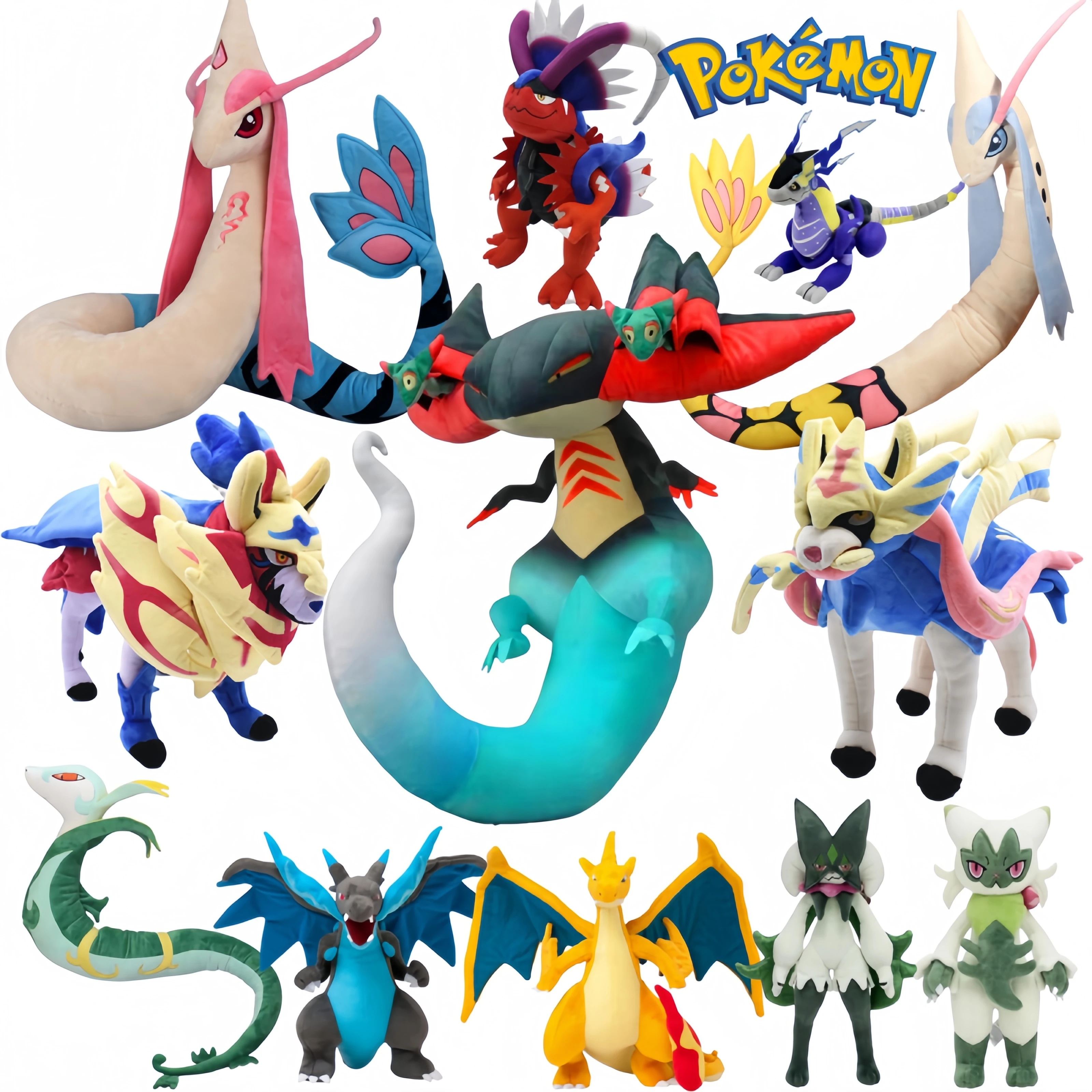 Pokemon Pikachu Dragapult Plush Mega Evolutions Milotic Stuffed Doll Zamazenta Serperior Koraidon Charizard Meowscarada Plushies