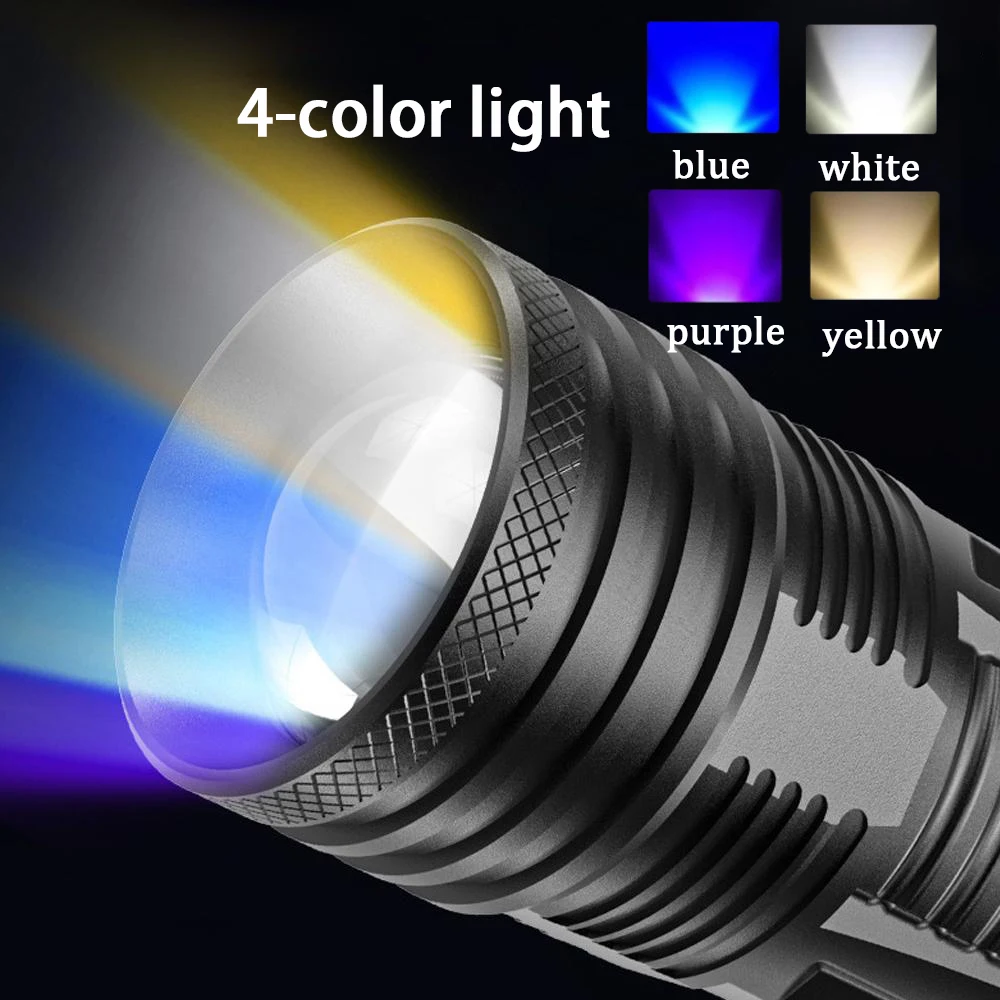 Светодиодный фонарик яркий масштабируемый Водонепроницаемый 4 цвета источник