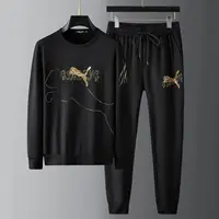 2022 new embroidered leopard sweater men's suit light luxury high-end European and American leisure sports two-piece suit
