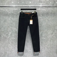 black jeans mens summer baggy sports mid waist casual trousers top quality h luxury brand fashion vintage washed denims