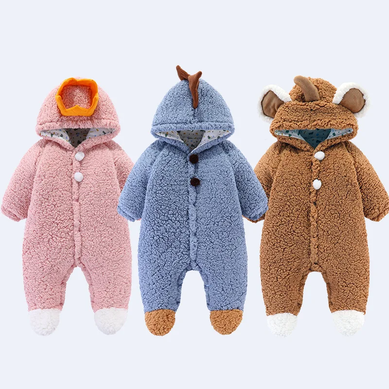 Cartoon Baby Winter Onesies, Thick Cotton Clothes For Baby Outing