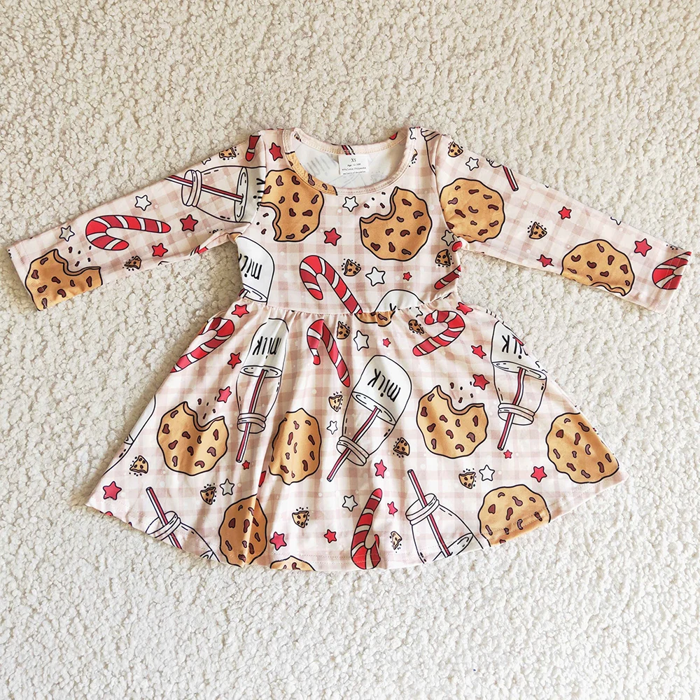 

RTS Baby Girl Dress Long Sleeve Fall Winter Christmas Kids Clothes Girls Dresses Milk Silk Boutique Toddler Girls Clothing Dress