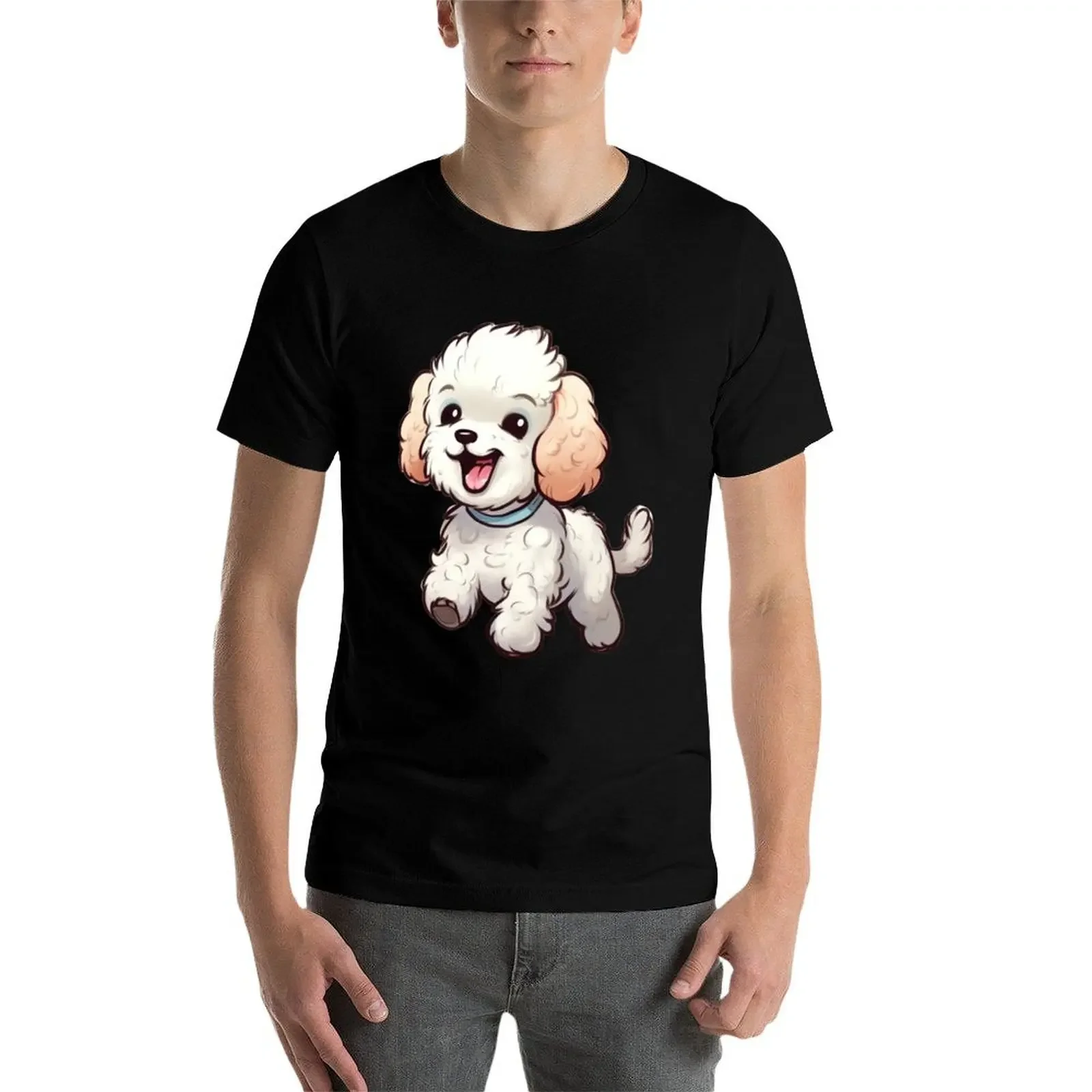 Happy Chibi Poodle Walking футболка хлопок мужская