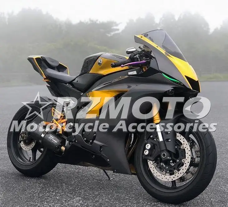 

Новый стиль, комплект обтекателей из АБС-пластика для YAMAHA YZF-R6 2017 2018 2019 R6 17 18 19, комплект обтекателей черного и золотого цвета на заказ