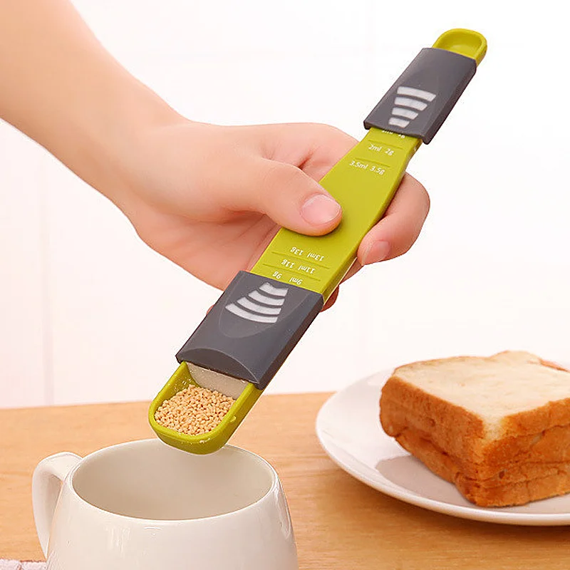 

Adjustable Kitchen Scales Measure Cup Double End Eight Stalls Measuring Spoon For Salt Soup Coffee Tea Powder Kitchen Gadgets