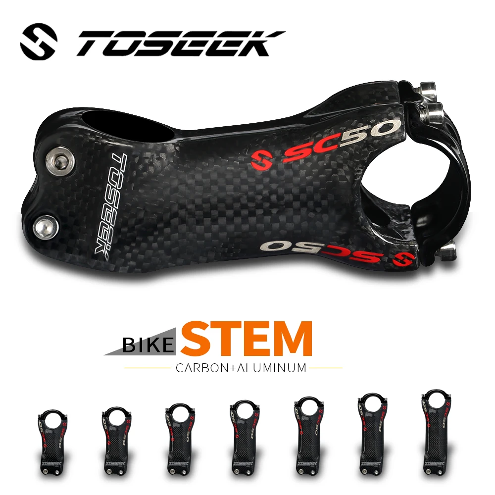 

TOSEEK SC50 Bicycle Stem 3K Gloss Road Bike Carbon Stem 70mm 80mm 90mm 100mm 110mm 120mm 130mm Carbon Bike Stem Parts
