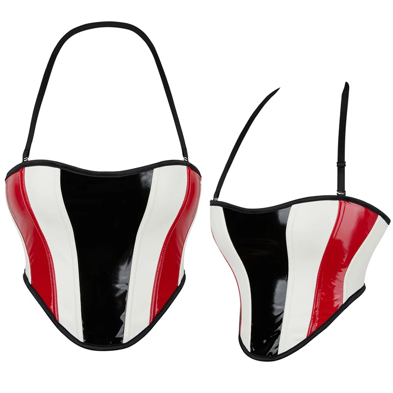 

Short Top Waist Trainer Underbust Corset Stripe PU Steampunk Gothic Clothing Corsets Belt Waist Slimming Corselet Women Corset