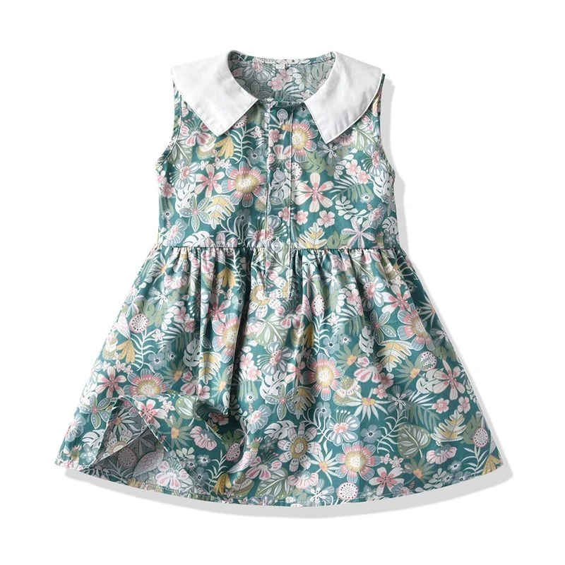 

Flower Dress Summer New Girls Dress Sleeveless Children's Skirt Multicolor Sweet Princess Dress Kids Fashion Knee-length Clothes