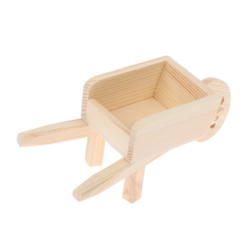 

1:12 Mini Cute Dollhouse Miniature Wooden Simulation Pulling Cart Handcart Model Accessories Toys