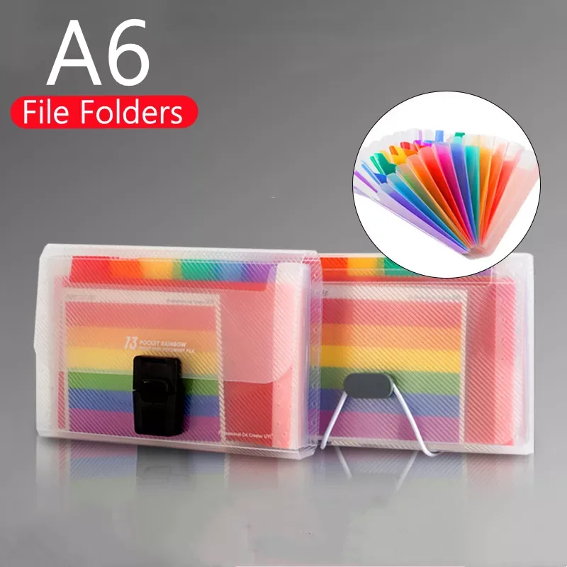 

Mini Document File A6 Rainbow Expanding File Folder 13 Pocket Files Document Organizer PP Wallet for Coupon Receipts Checks