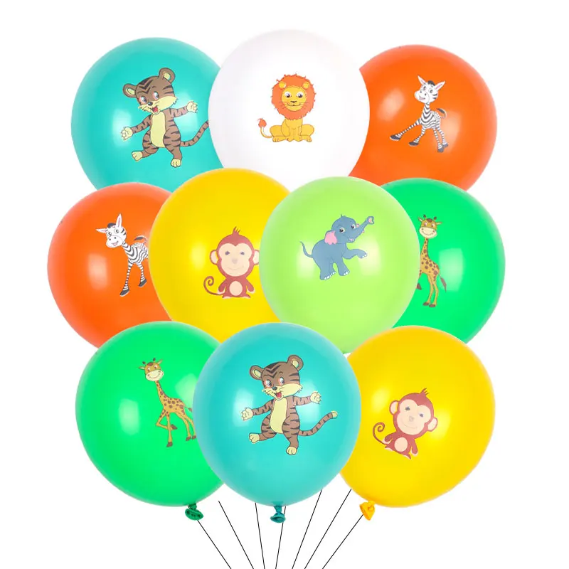 

1set Jungle Animal Birthday Latex Balloons Lion Tiger Helium Globos for Safari Wild Kids Birthday Party Baby Shower Decoration