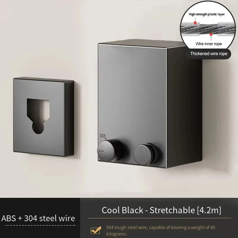 Фото Телескопическая невидимая сушилка для белья для ванной и балкона, без сверления, с защитой от усадки, для использования в помещении №2