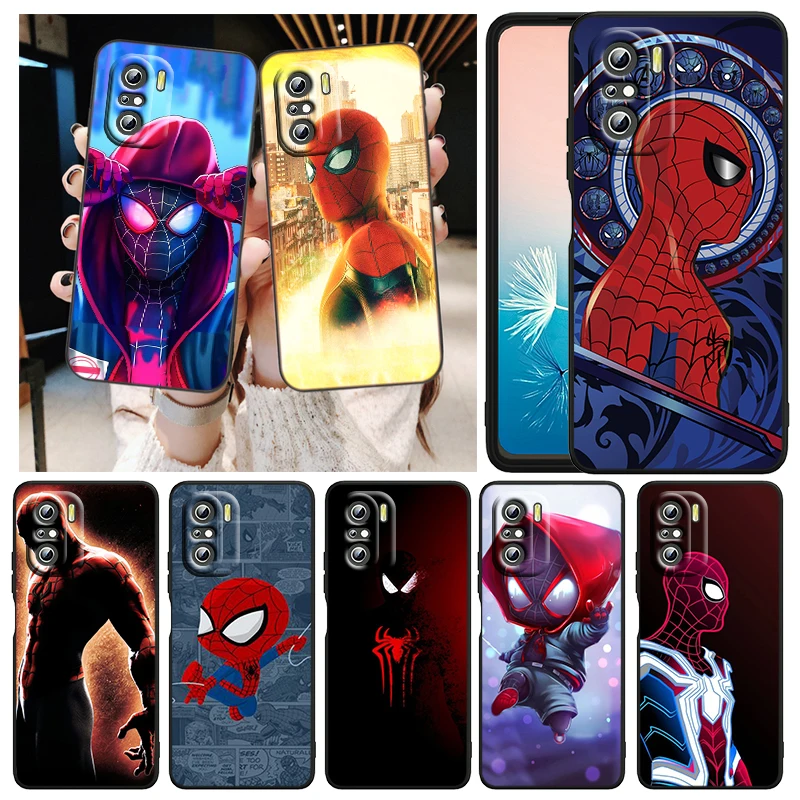 

Cool Marvel Spiderman Art Phone Case For Xiaomi Redmi K50 K40 Gaming 10 10C 9AT 9A 9C 9T 8 7A 6A 5 4X Black Matte Soft Cover