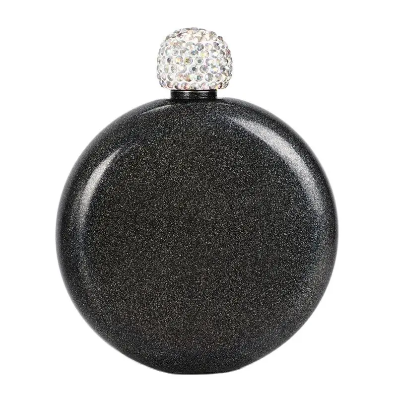 

5 унций раунд тазобедренная колба с бриллиантовой крышкой герметичность посуда для питья нержавеющая сталь